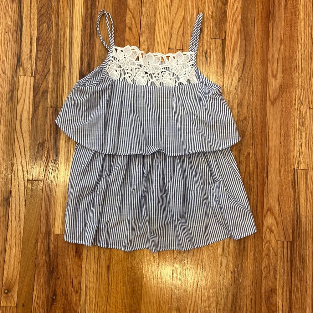 ZARA BASIC reversible striped ruffle float tank top with floral design